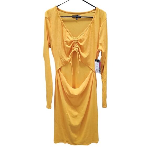 BCBG Paris Ribbed Knit Cutout Dress, Yellow, Size XXL, NWT - Picture 2 of 8